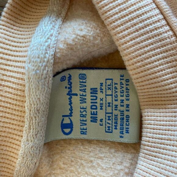 Champion Cropped Sweatshirt Peach Log Sleeve Size Medium - Picture 5 of 16